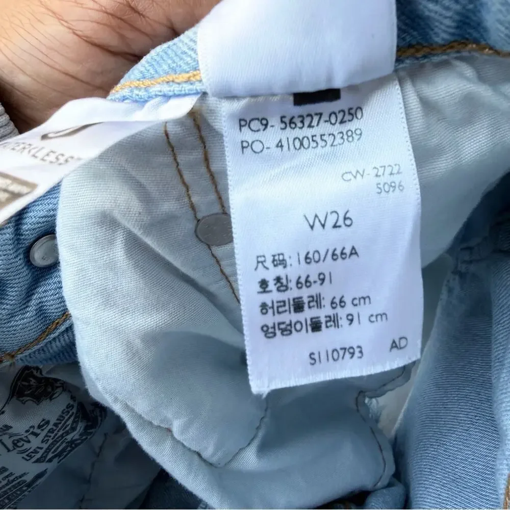 Levi's 501 Light Blue Frayed Denim Shorts Women’s size 26